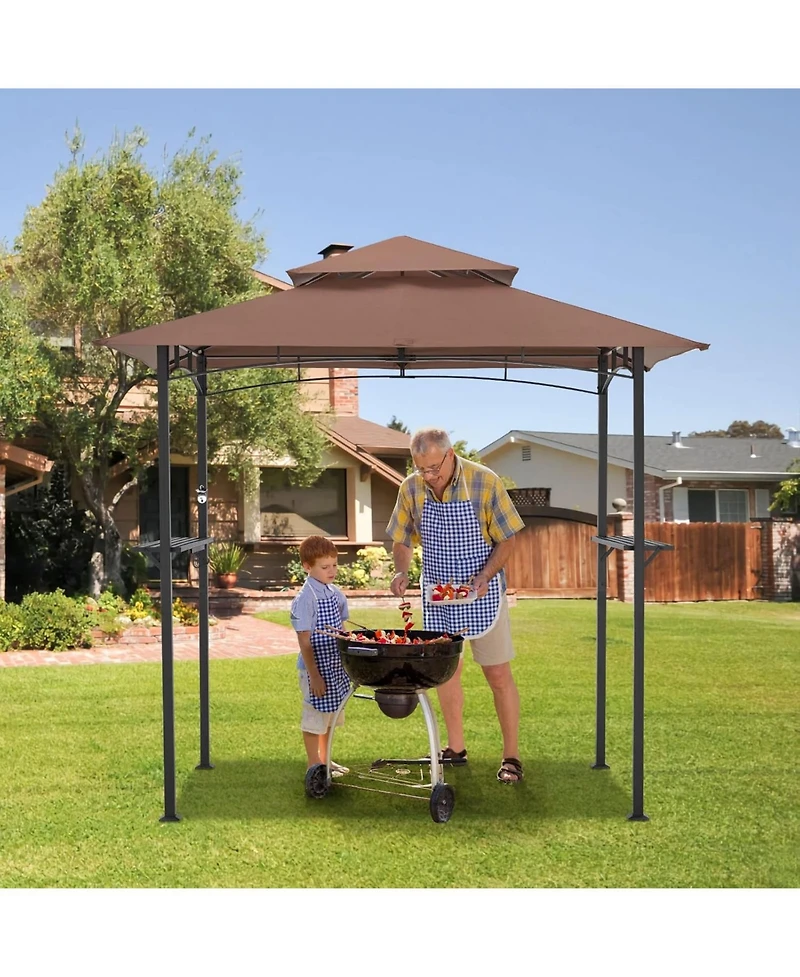 Aecojoy Grill Gazebo 8'x5'Outdoor Patio Backyard Bbq Grill Shelter