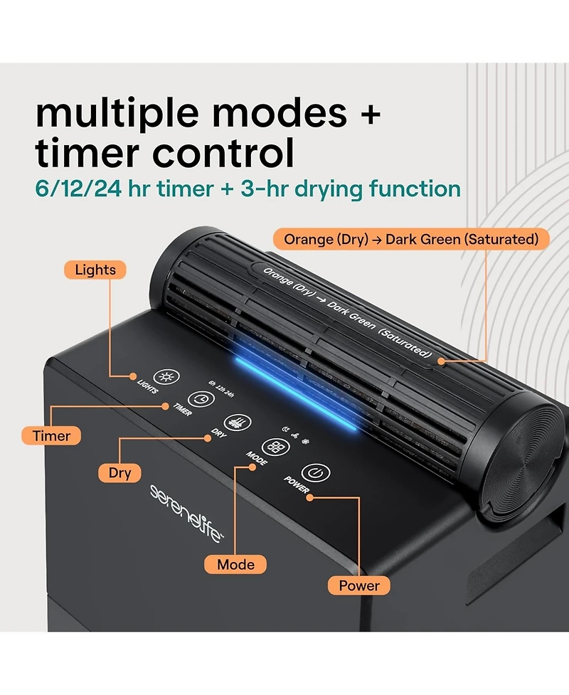 SereneLife 2-in-1 Portable Dehumidifier with Removable Cylinder & Drying Base