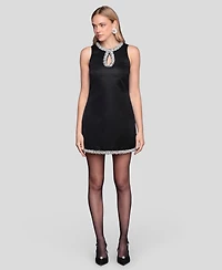Avec Les Filles Women's Embellished Neckline Shift Dress
