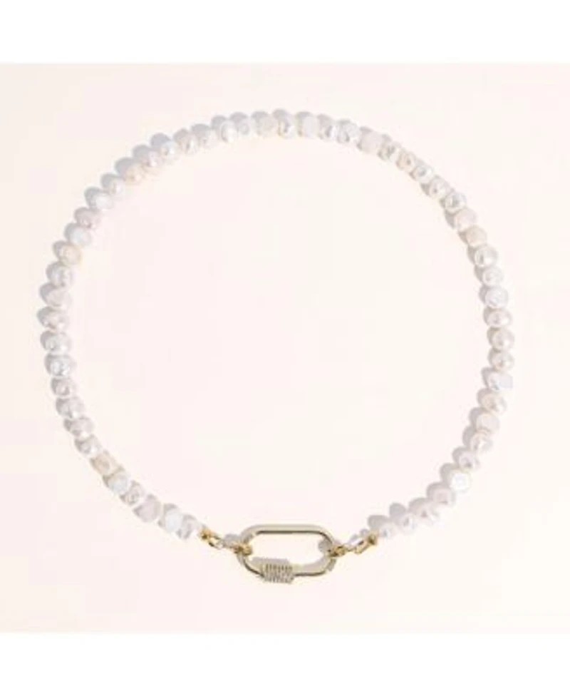 18k Gold Freshwater Pearl With Lock Taylor Necklace Medium