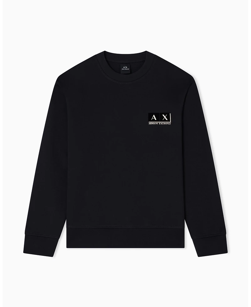 A|X Armani Exchange Men's Gold Logo Center Chest Graphic Crewneck Sweatshirt