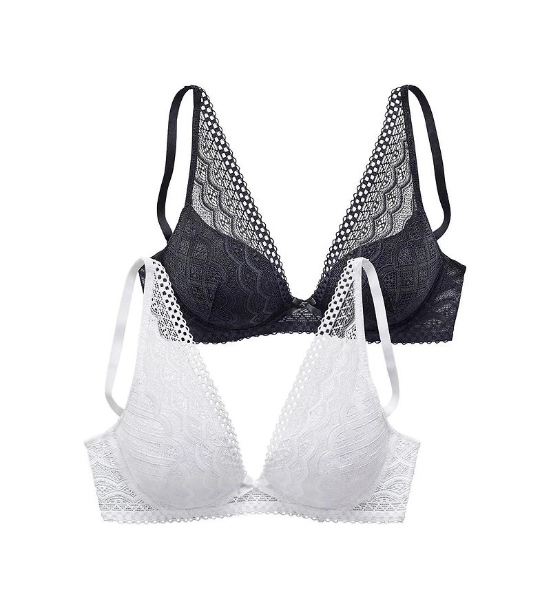 Lascana Women's 2 Pack Lace Push Up Bras