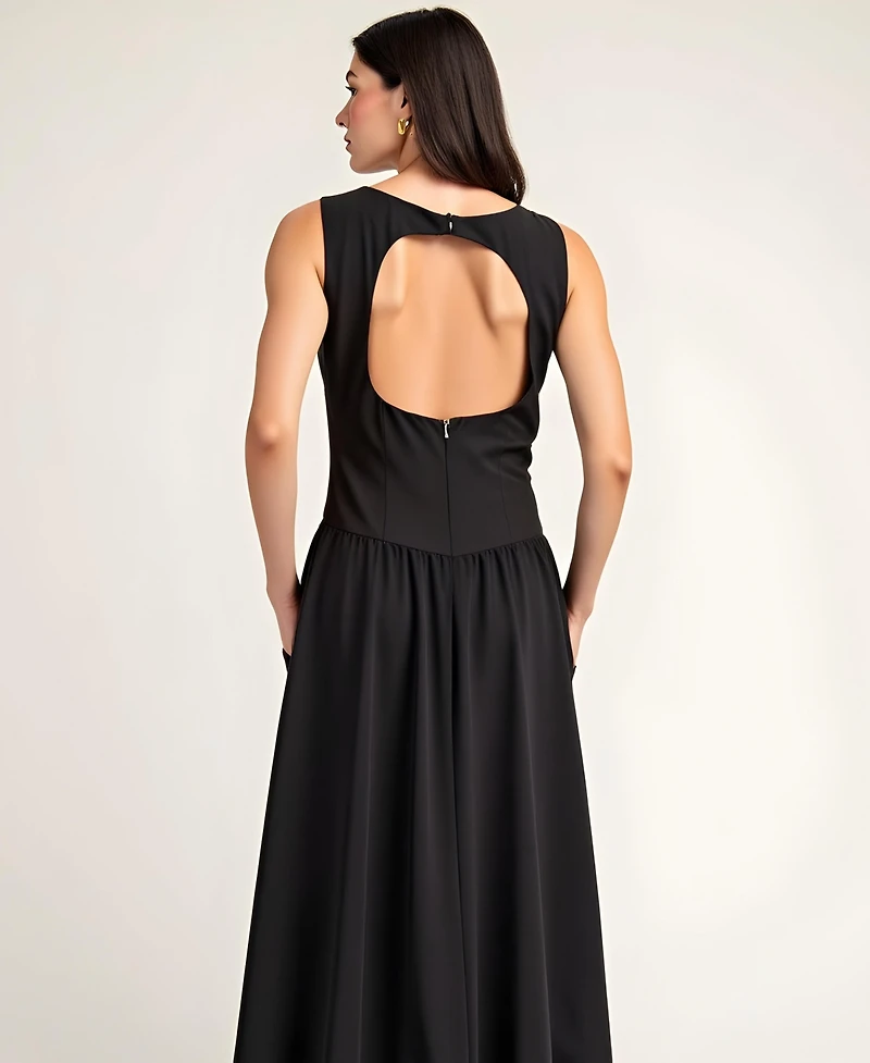Modenaire Women's Sleeveless Bateau-Neck Fit-And-Flare Midi Dress