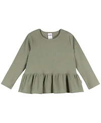 Gerber Toddler Girls 3-Pack Long Sleeve Shirts, Green/Pink/Coral, 4T