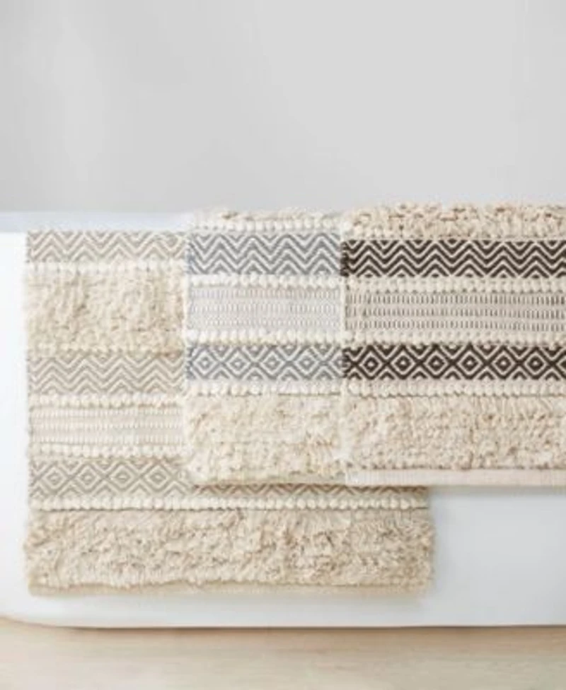 Inkivy Asher Woven Texture Stripe Bath Rug