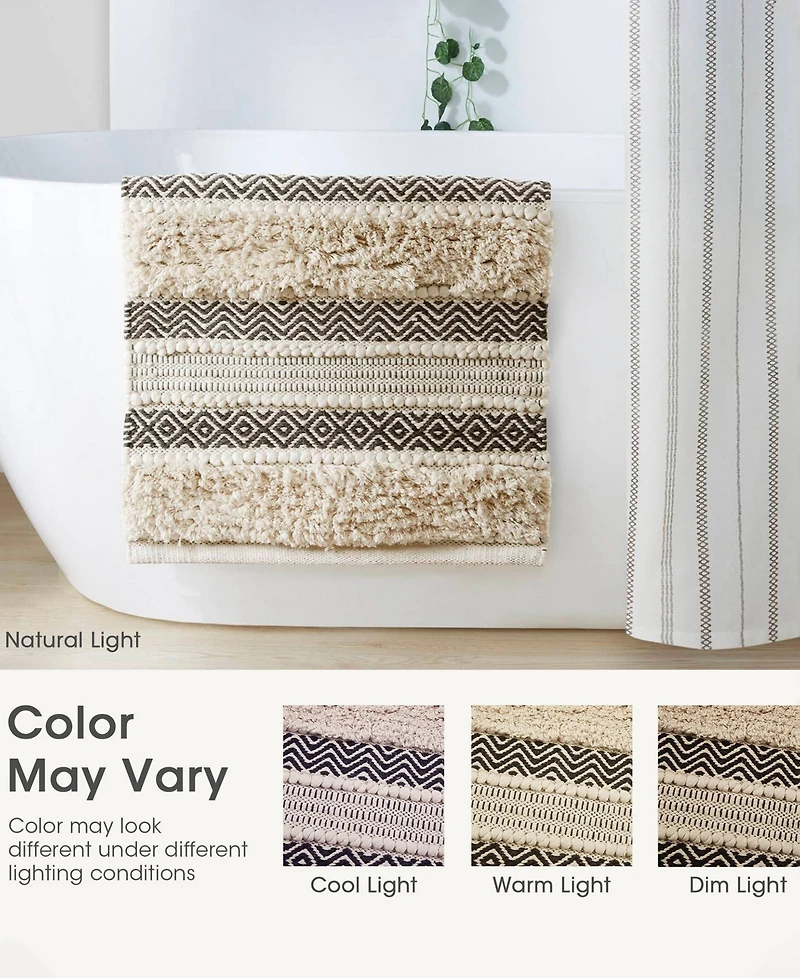 Ink+Ivy Asher Woven Texture Stripe Bath Rug, 20" x 32"
