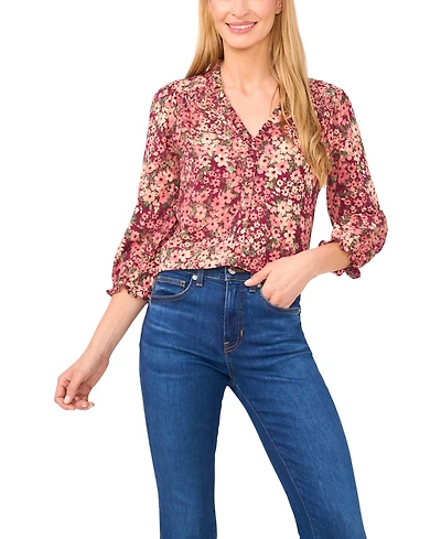 CeCe Women's 3/4-Sleeve V-Neck Top