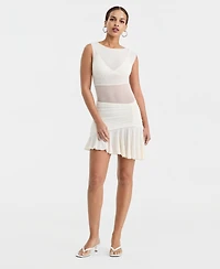 Bar Iii Women's Asymmetric Mesh Mini Dress, Macy's Exclusive