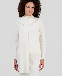 Anne Klein Women's Cable-Knit Long-Sleeve Scarf Sweater