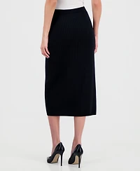 Anne Klein Women's Ribbed Knit Faux-Wrap Midi Skirt