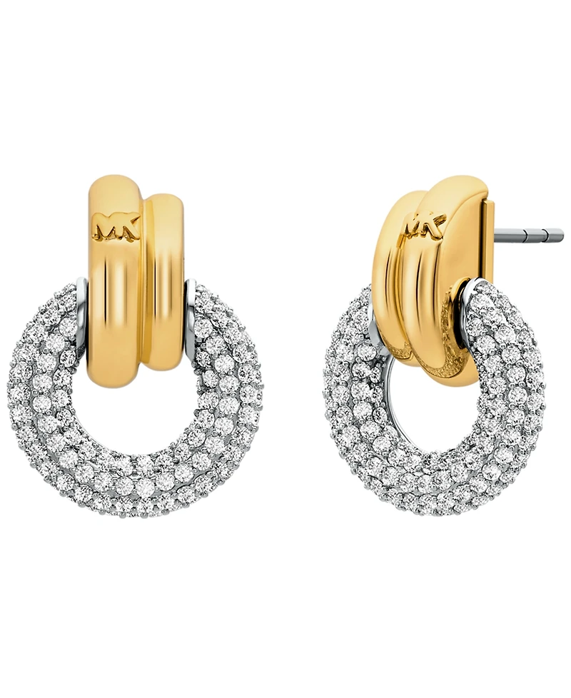 Michael Kors Two Tone Pave Torus Drop Earrings