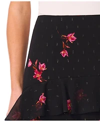 CeCe Women's Tiered Ruffle Flounce Midi Skirt