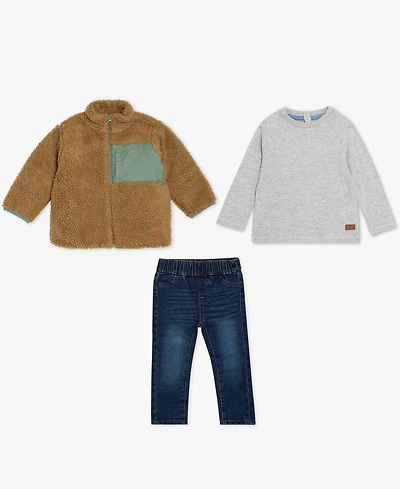 7 For All Mankind Baby Boys 3-Piece Long Sleeve Jacket, T-Shirt and Jeans Set