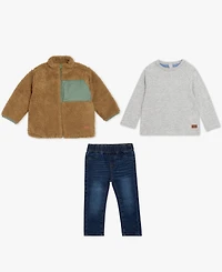 7 For All Mankind Baby Boys 3-Piece Long Sleeve Jacket, T-Shirt and Jeans Set