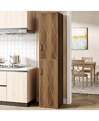 Tribesigns 75.39-Inch Tall Wood Storage Cabinet with 6 Shelves, Narrow Kitchen Pantry