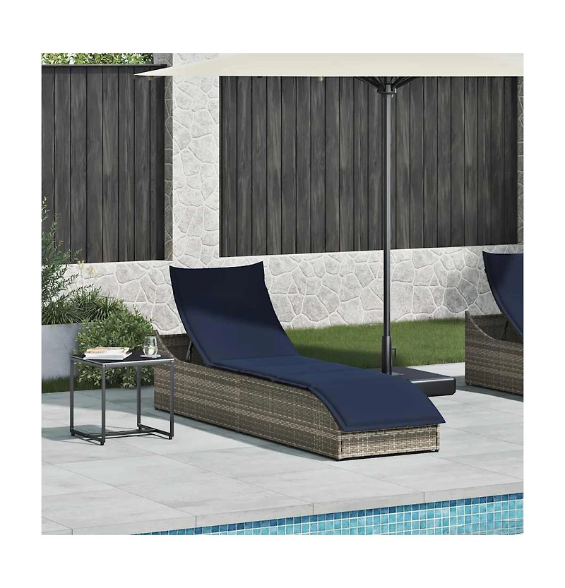 Folding Sun Lounger Grey Pe rattan Standard Foldable