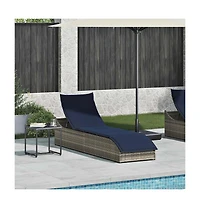 Folding Sun Lounger Grey Pe rattan Standard Foldable