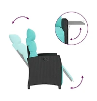 vidaXL Reclining Garden Chair Black Poly Rattan Standard
