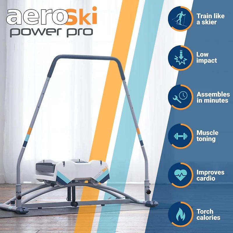 Aeroski 2.0 Ski Fitness Workout Machine with Recoil Spring Resistance, Gray