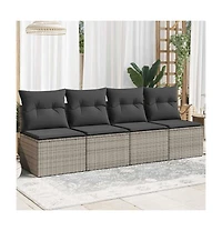 vidaXL Garden Sofa Grey Poly Rattan 4-seater Adjustable Feet