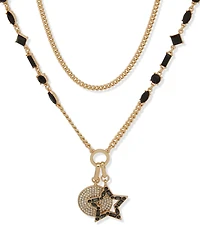 Karl Lagerfeld Paris Glass & Epoxy Stone Gold-Tone 2 Row Star Y Necklace