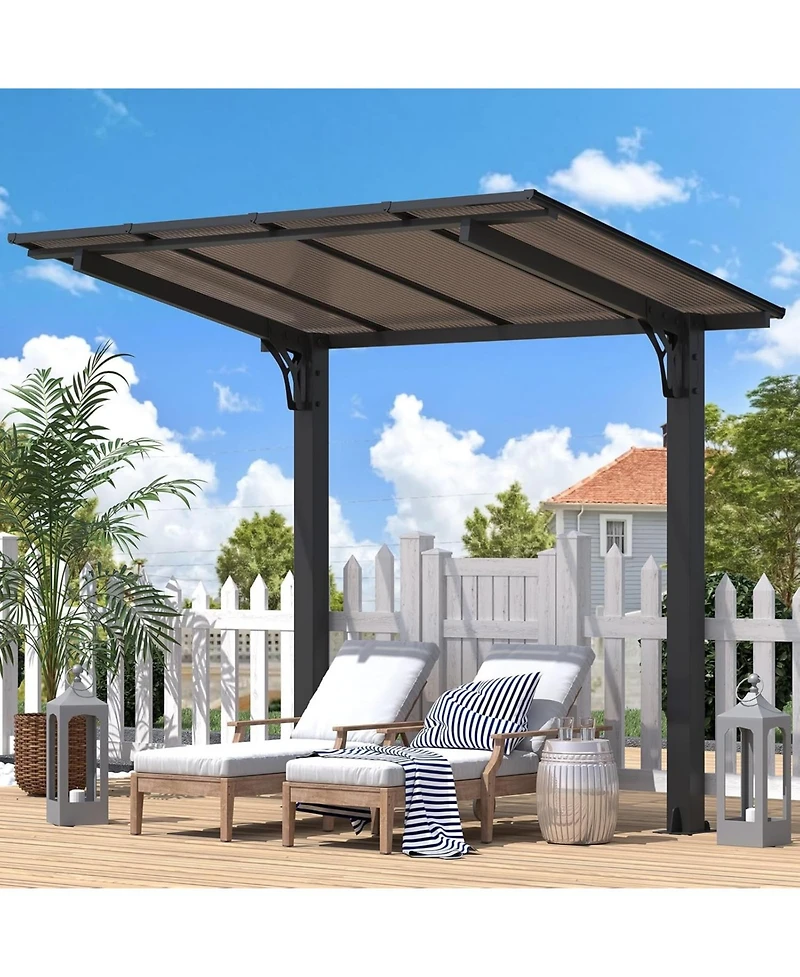 Aecojoy 10' x 8' Gazebo Outdoor Pergola for Patio, 8x10 Freestanding Lean to Hard Top Grill Gazebo