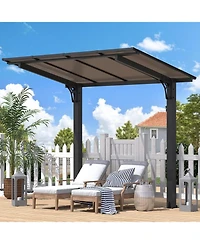 Aecojoy 10' x 8' Gazebo Outdoor Pergola for Patio, 8x10 Freestanding Lean to Hard Top Grill Gazebo