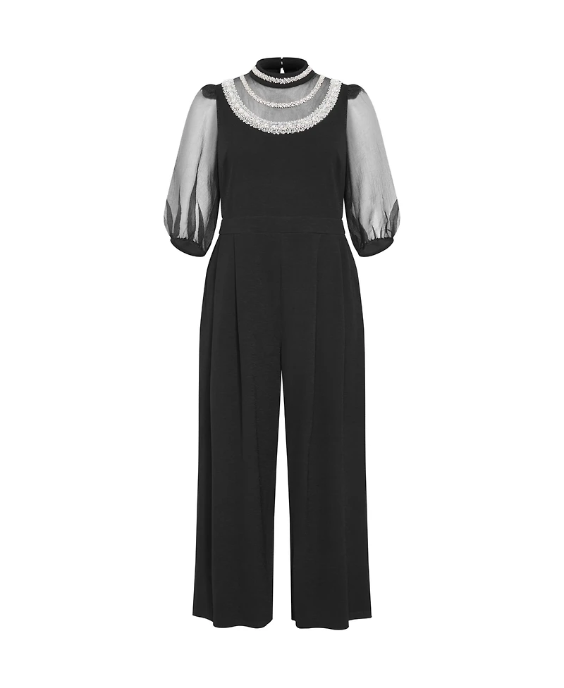 City Chic Women's Phoenix Sheer Sleeve Jumpsuit