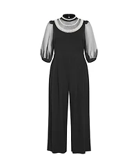 City Chic Women's Phoenix Sheer Sleeve Jumpsuit