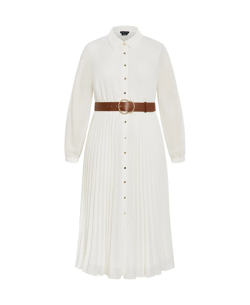 City Chic Women's Honey Lane Pleat Midi Dress