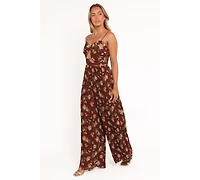 Petal and Pup Women's Alice Wide Leg Jumpsuit - Brown Floral