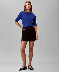 Calvin Klein Women's Half Sleeve Boat Neck T-Shirt