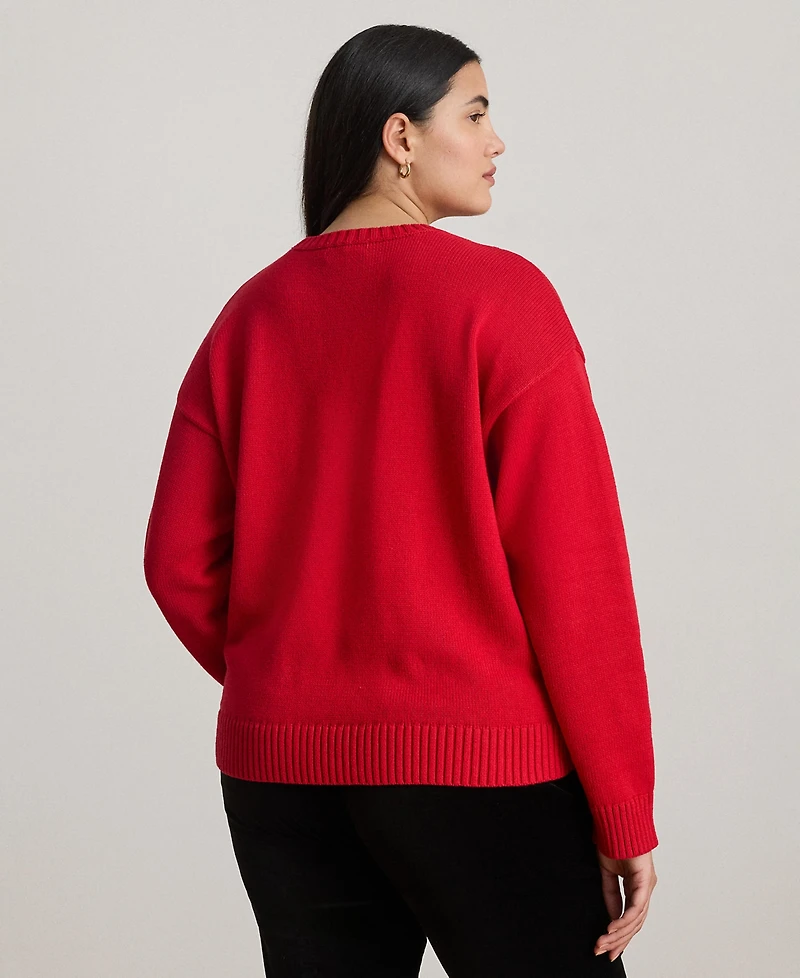 Lauren Ralph Plus Intarsia-Knit Foxhound Sweater