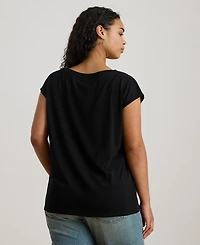 Lauren Ralph Plus Sequined-Crest Jersey T-Shirt