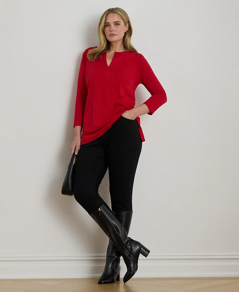 Lauren Ralph Plus Jersey Three-Quarter-Sleeve Tunic