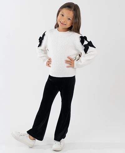Rare Editions Girls 4T-6X 2-Piece Textured Sweater and Flare Pants Set