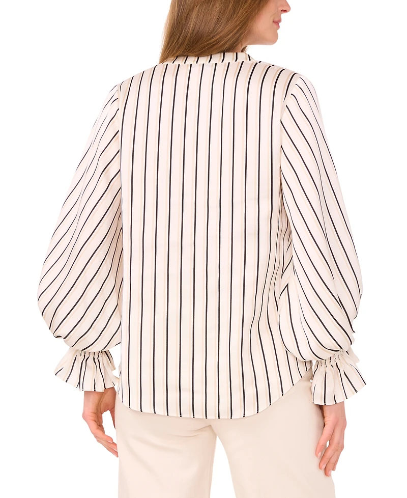 Vince Camuto Women's Split Neck Long Sleeves Top with Smocked Cuff
