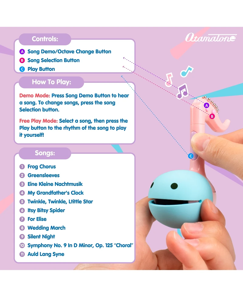 Otamatone Melody Series Japanese Electronic Mini Musical Toy Portable 11 Pre-Programmed Songs