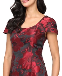 Sl Fashions Women's Midi Printed Scoop Neck A-Line Dress