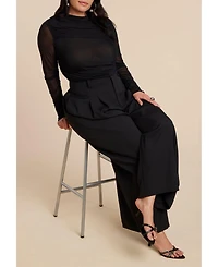 Eloquii Women's Shirred Sheer Top