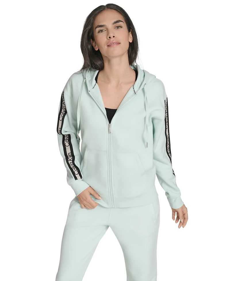 Calvin Klein Women's Fleece Logo Tape Hoodie Jacket