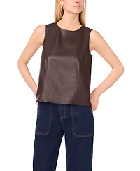 Vince Camuto Women's Faux-Leather Sleeveless Crewneck Top