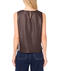 Vince Camuto Women's Faux-Leather Sleeveless Crewneck Top