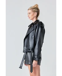 Grey Lab Women's Trench Short Pu Jacket