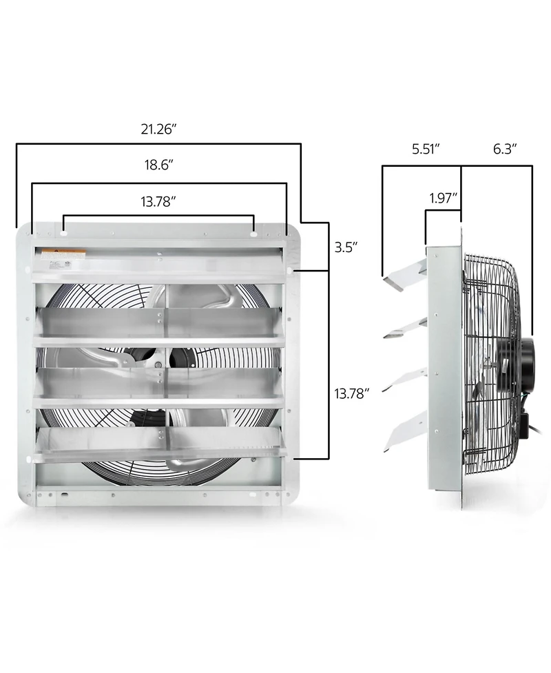Vie Air 18 Inch Shutter Exhaust Fan with Power Cord
