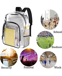 Clear Backpack Heavy Duty Clear Bookbag Transparent Plastic Backpacks for School Work Concert College (Black)