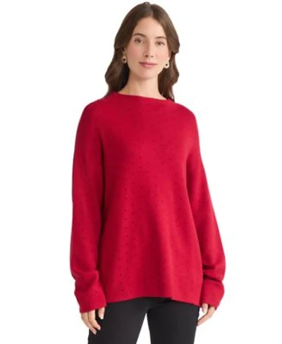 Jones New York Womens Funnel Mock Neck Heatset Sweater