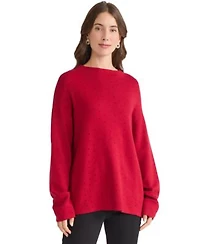 Jones New York Womens Funnel Mock Neck Heatset Sweater