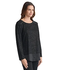 Jones New York Women's Textured Contrast-Hem Top