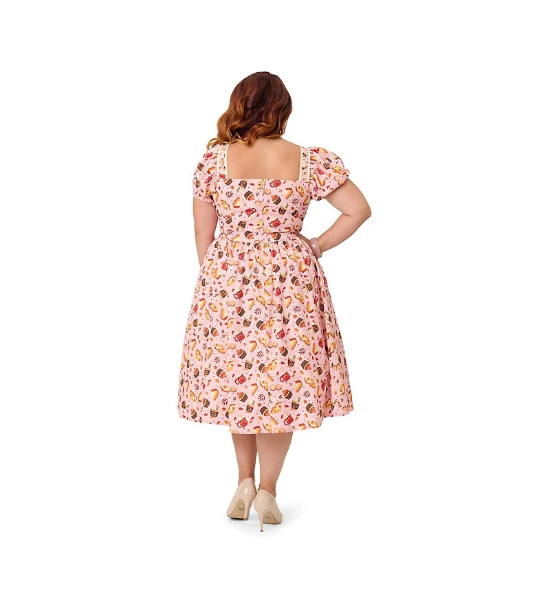 Unique Vintage Plus 1940s Sweetheart Button Front Swing Dress